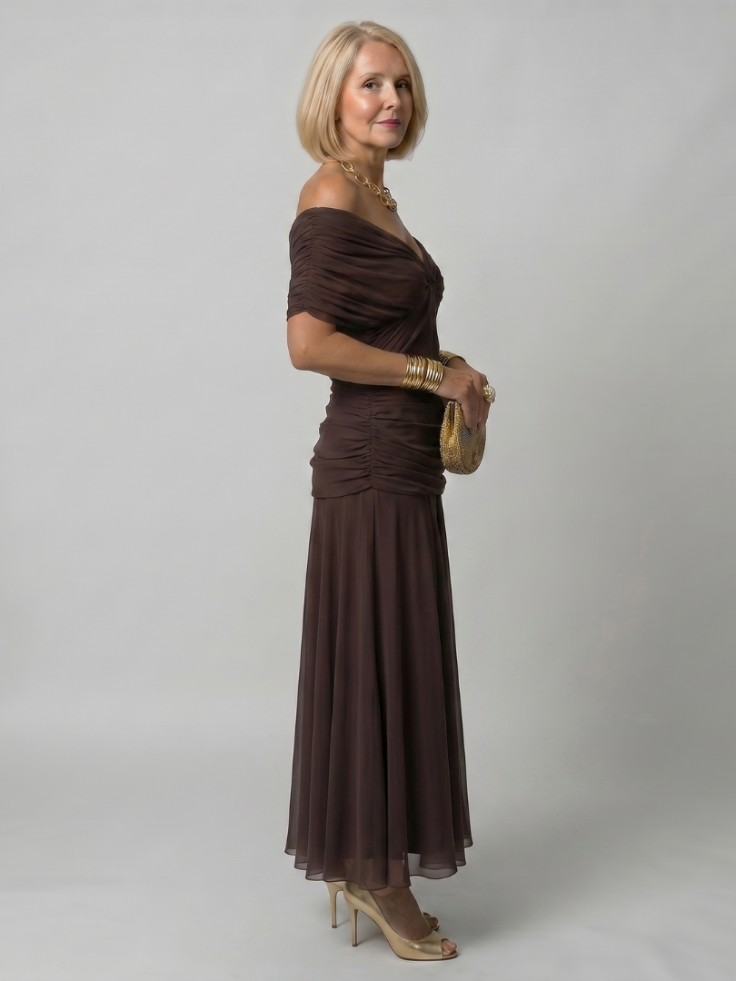 Floral Print Off Shoulder Twist Front Ruched Maxi Dress 13