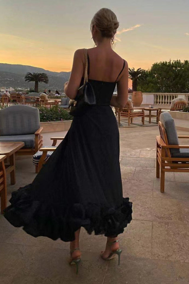Flounce Bustier Midi Dress in Pink - View 19