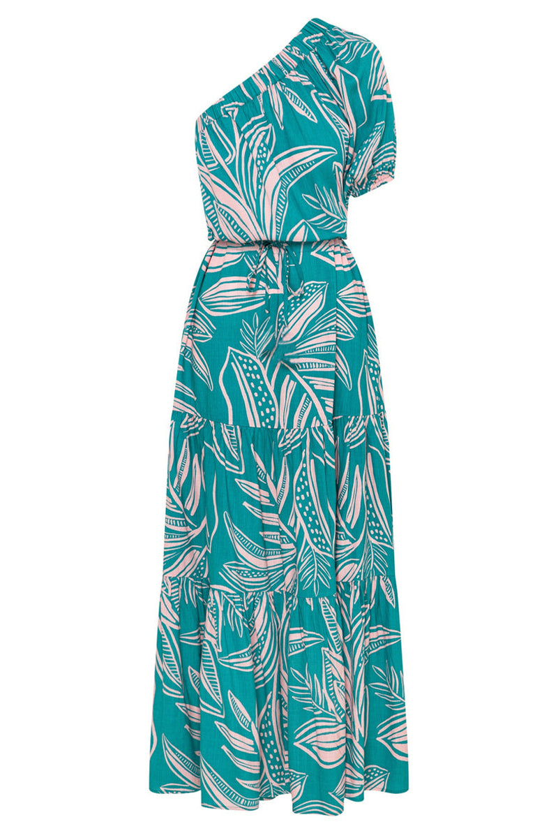 Floral One Shoulder Tiered Ruffle Maxi Summer Dress - View 11