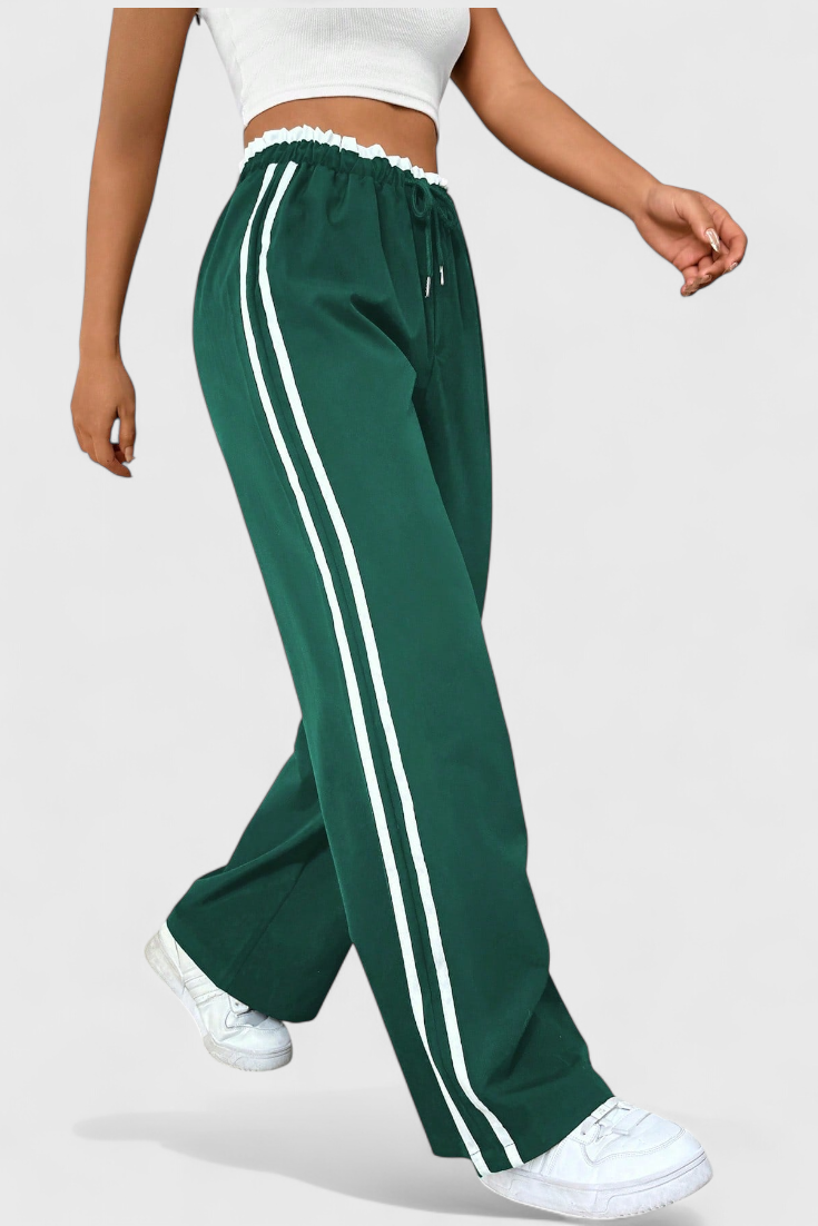 Side Stripe Drawstring High Waist Wide Leg Track Pants 3
