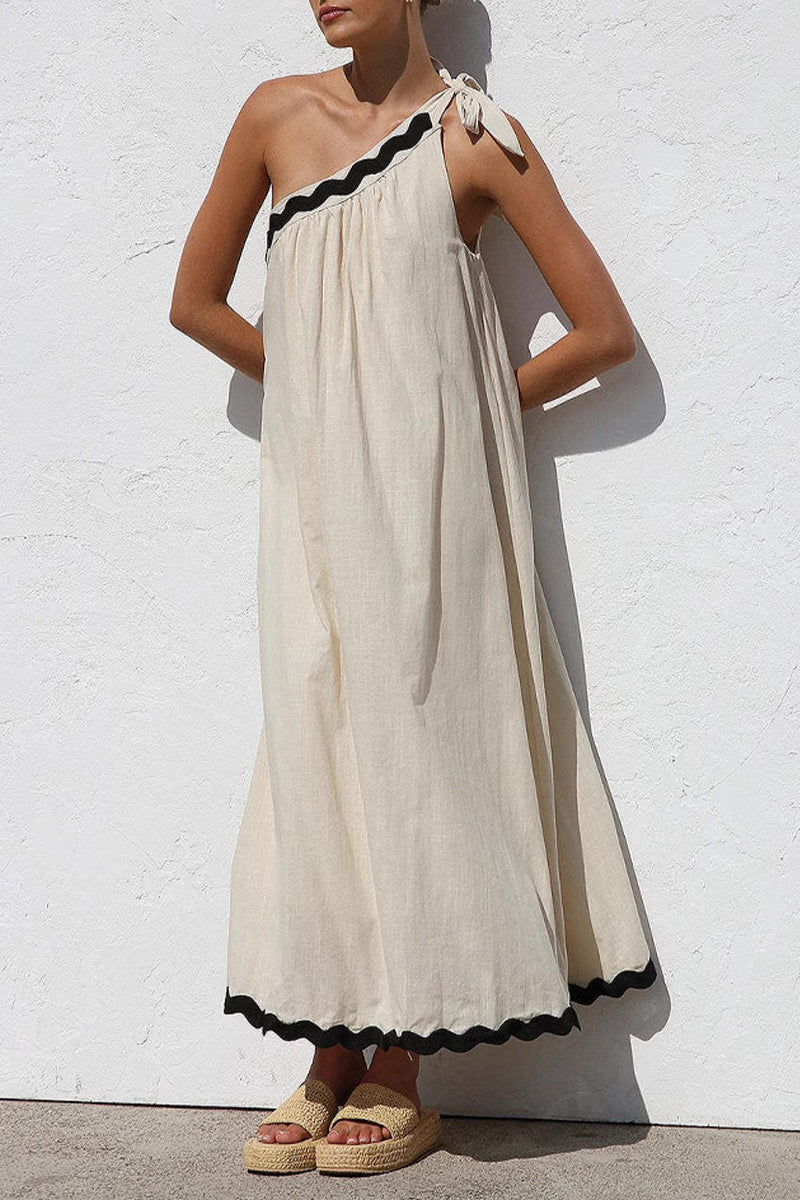 Deep V-Neck Lantern Sleeve Belted High Low Satin Maxi Dress - View 3