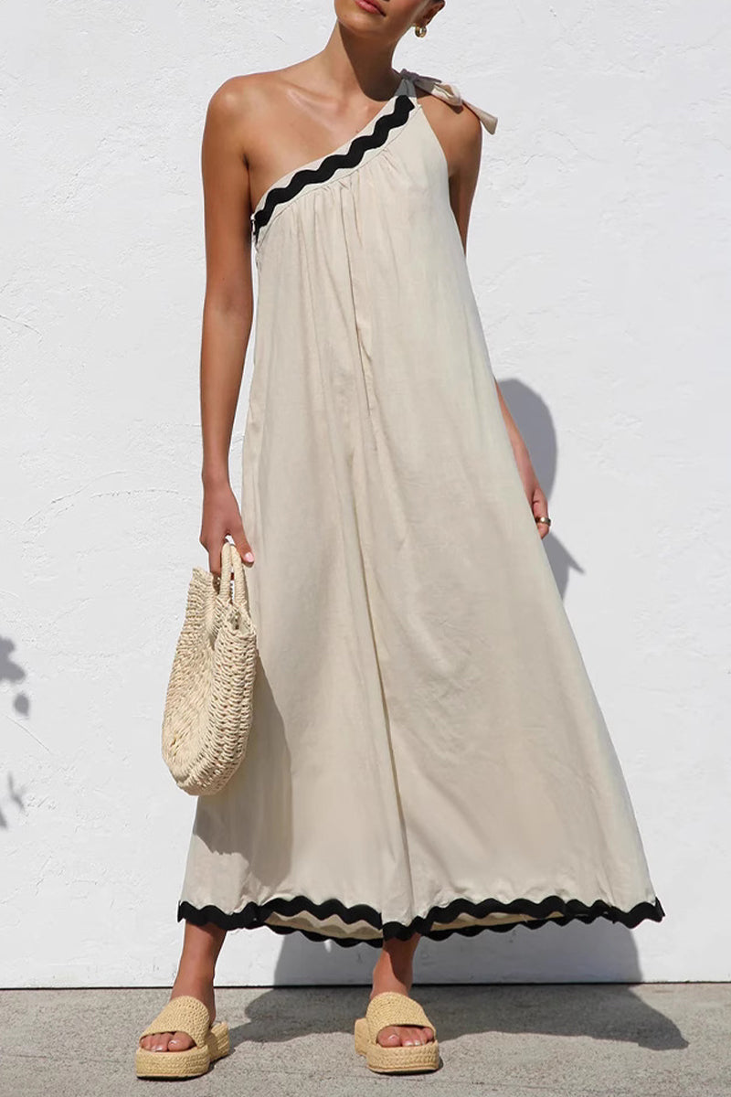Deep V-Neck Lantern Sleeve Belted High Low Satin Maxi Dress - View 2