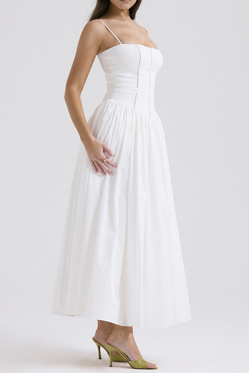 Patchwork Sling V-Neck A-Line Midi Dress - View 7