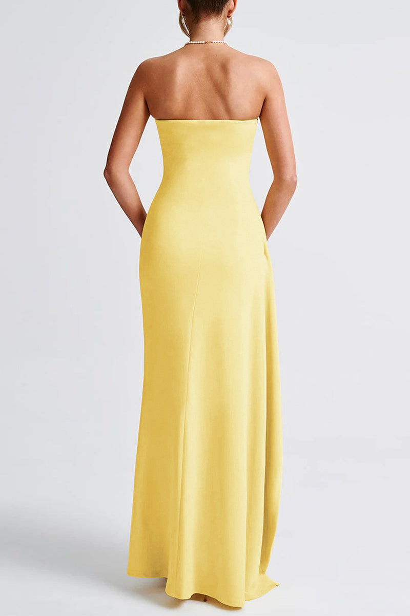 Satin Deep V-Neck Long Sleeve Bodycon Maxi Dress - View 6