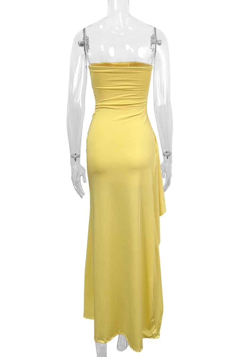 Satin Deep V-Neck Long Sleeve Bodycon Maxi Dress - View 11