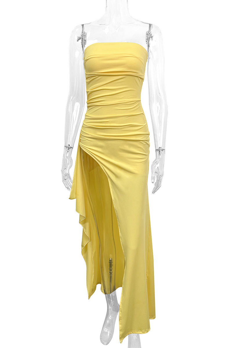 Satin Deep V-Neck Long Sleeve Bodycon Maxi Dress - View 9