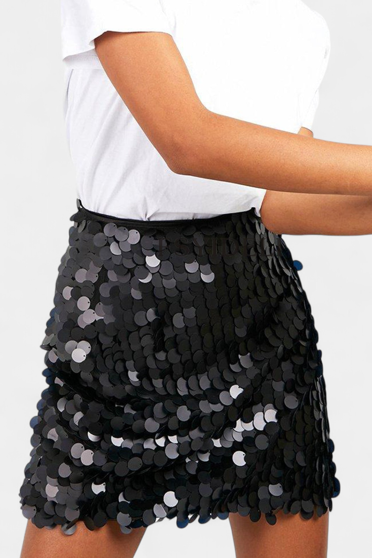 Paillette Sequin High Waist Mini Skirt 3