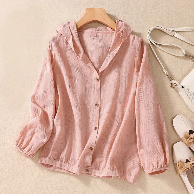 Hooded Button Front Long Sleeve Shirt 5