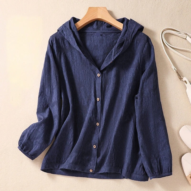 Hooded Button Front Long Sleeve Shirt 6