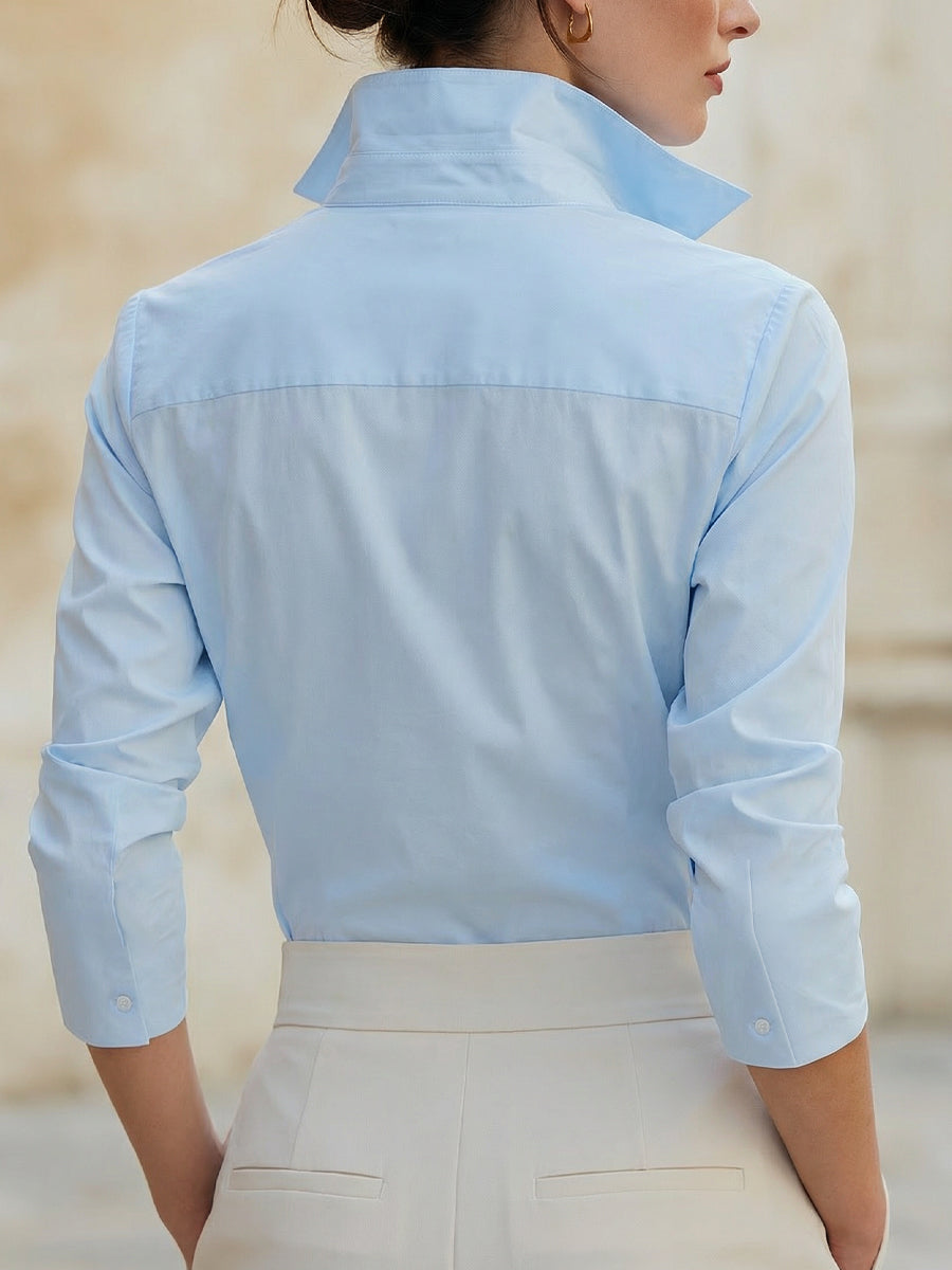 High Collar Wrap Front Long Sleeve Blouse 5