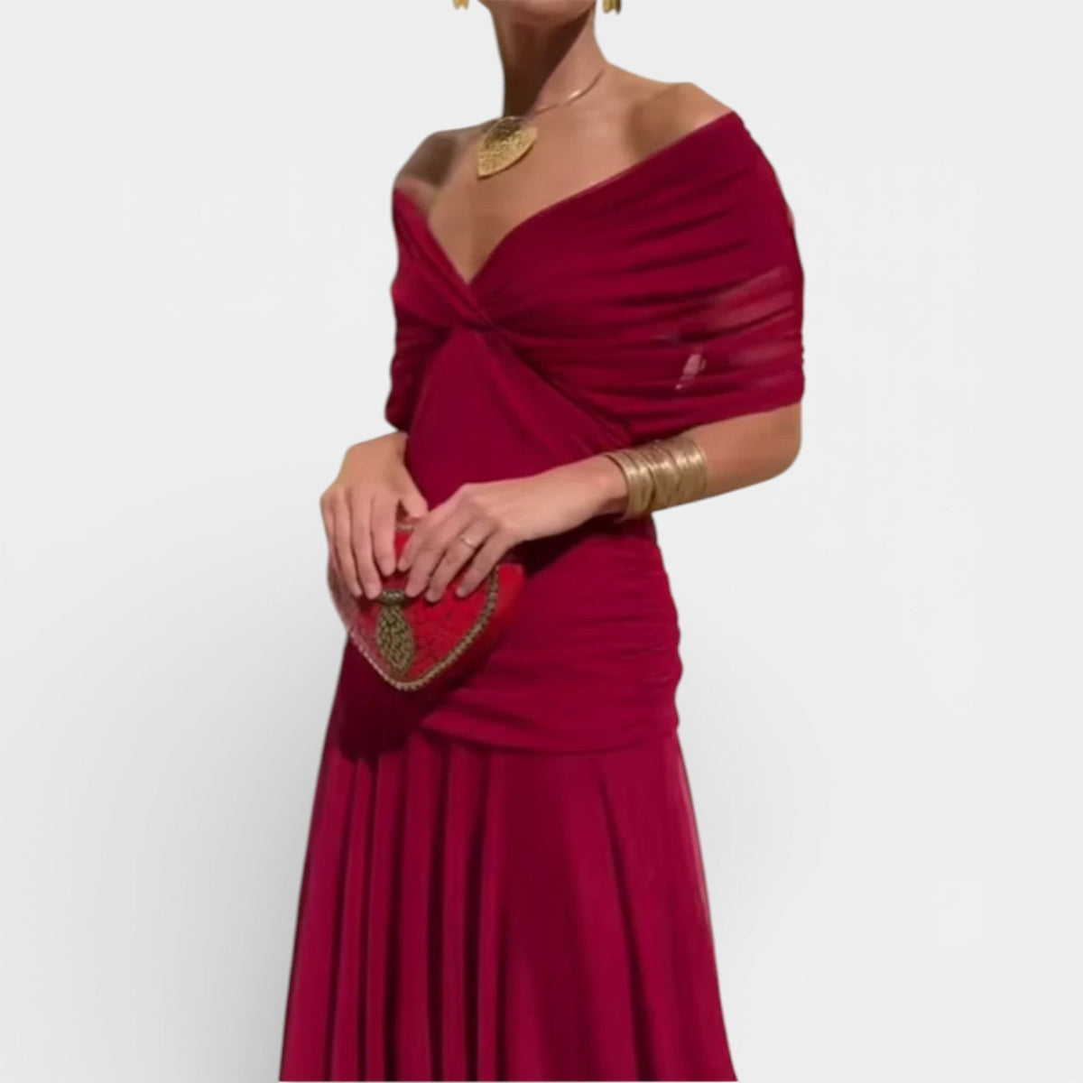 Surplice V-Neck Short Sleeve Ruched Waist Mesh Maxi Dress 14
