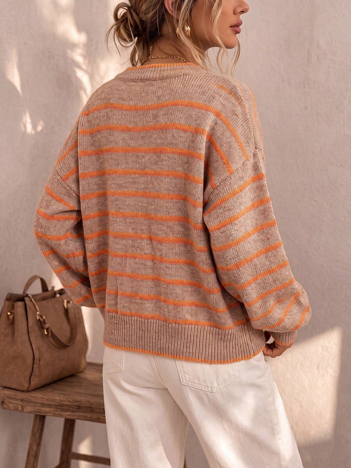 Striped Button Front Knit Cardigan 11