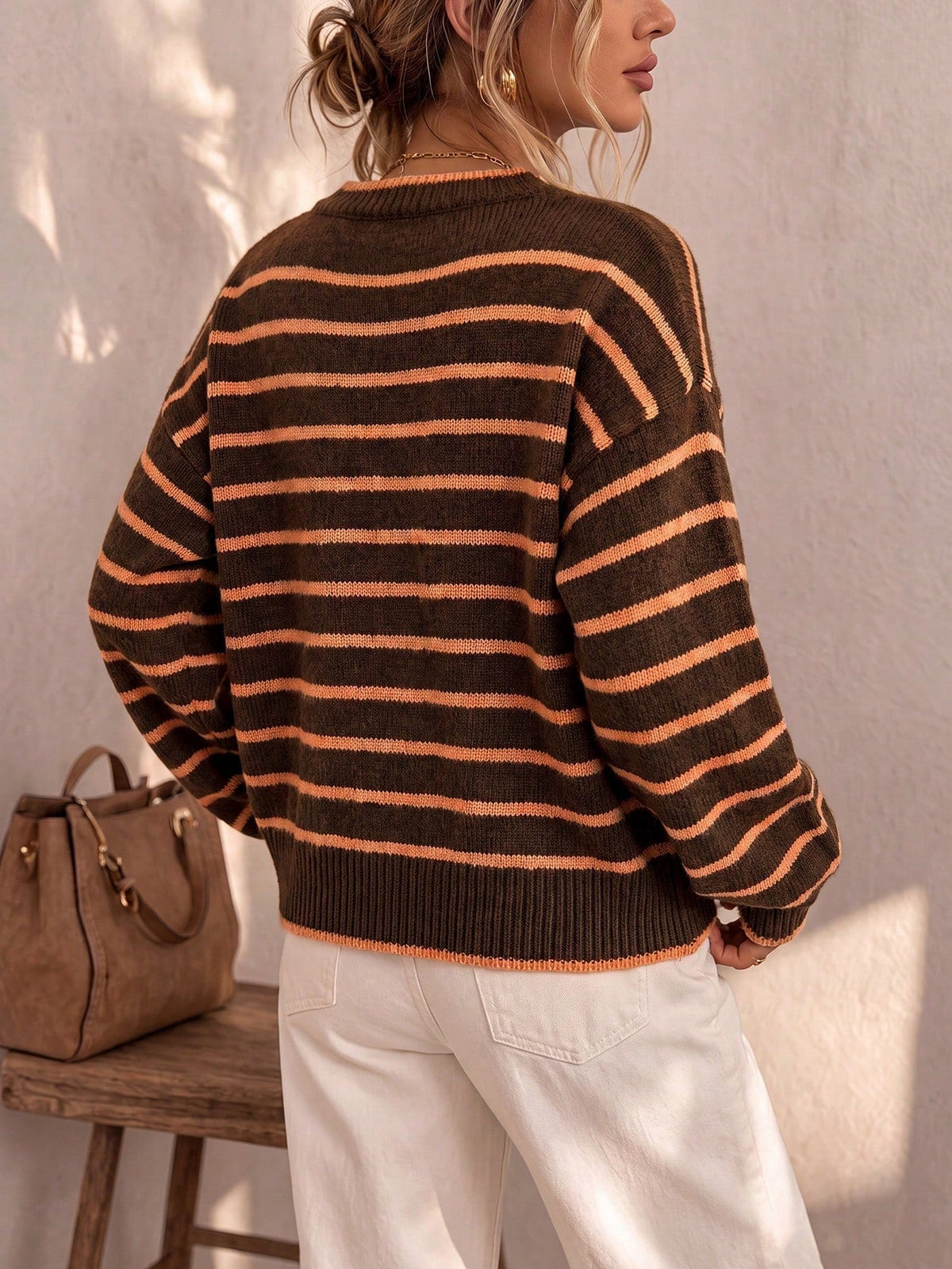 Striped Button Front Knit Cardigan 14