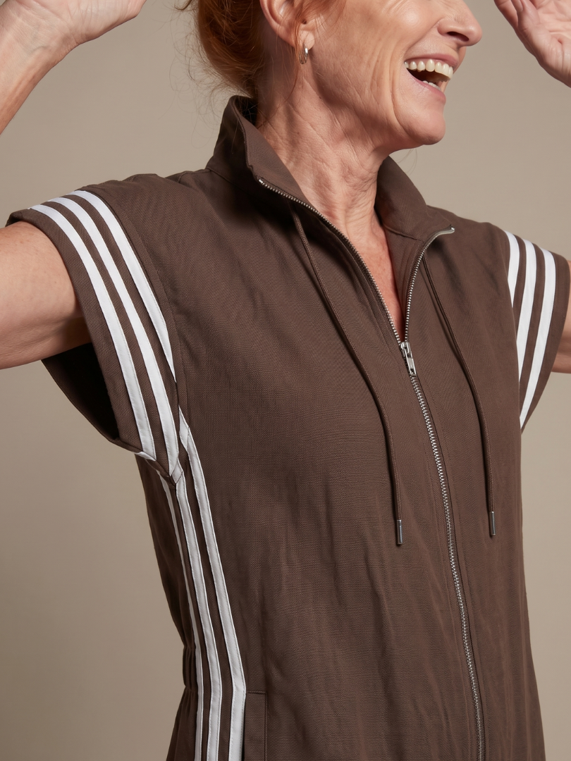 Zip Front Side Stripe Sleeveless Jogger Jumpsuit 15
