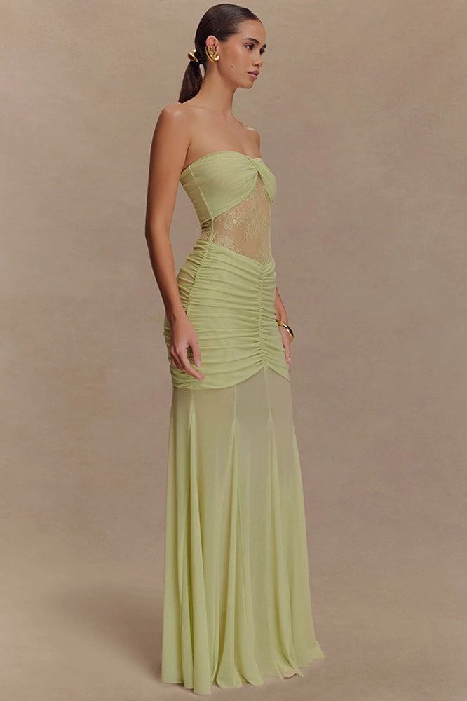 Lace Ruched Bodycon Dress