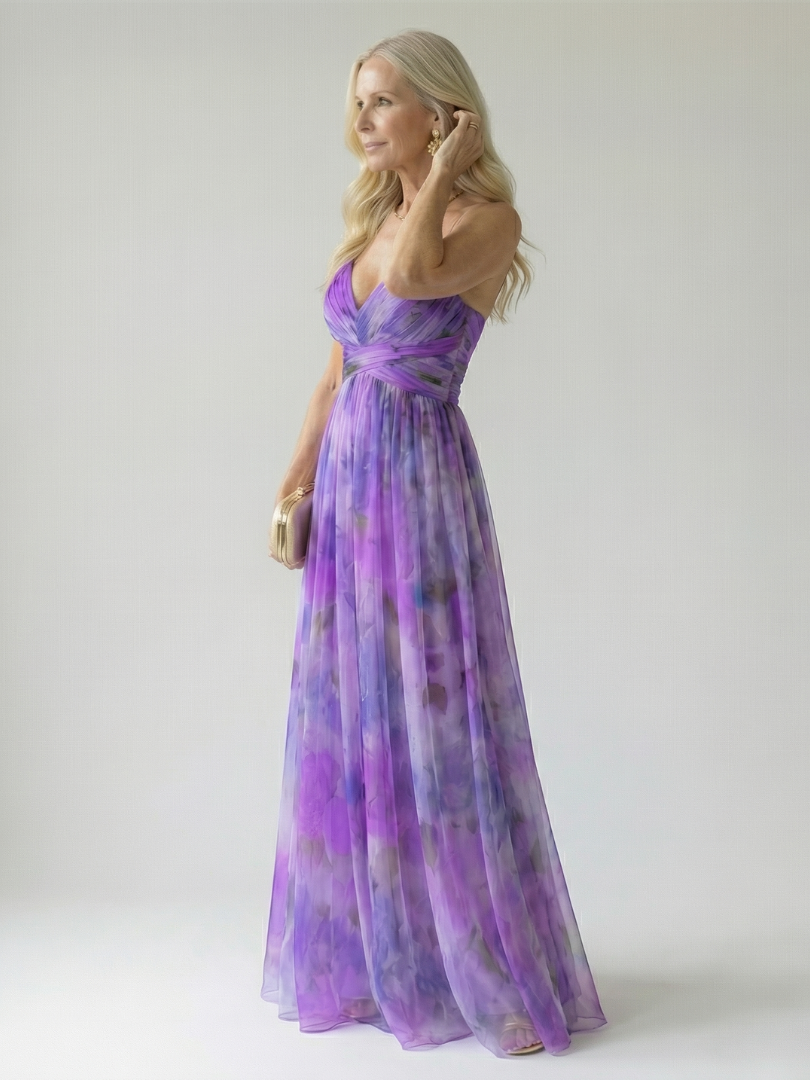 Floral V-Neck Spaghetti Strap Wrap Maxi Dress 15