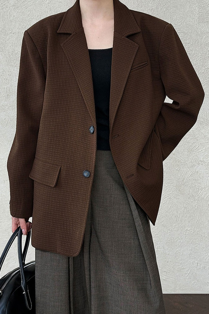 Waffle Textured Oversized Blazer