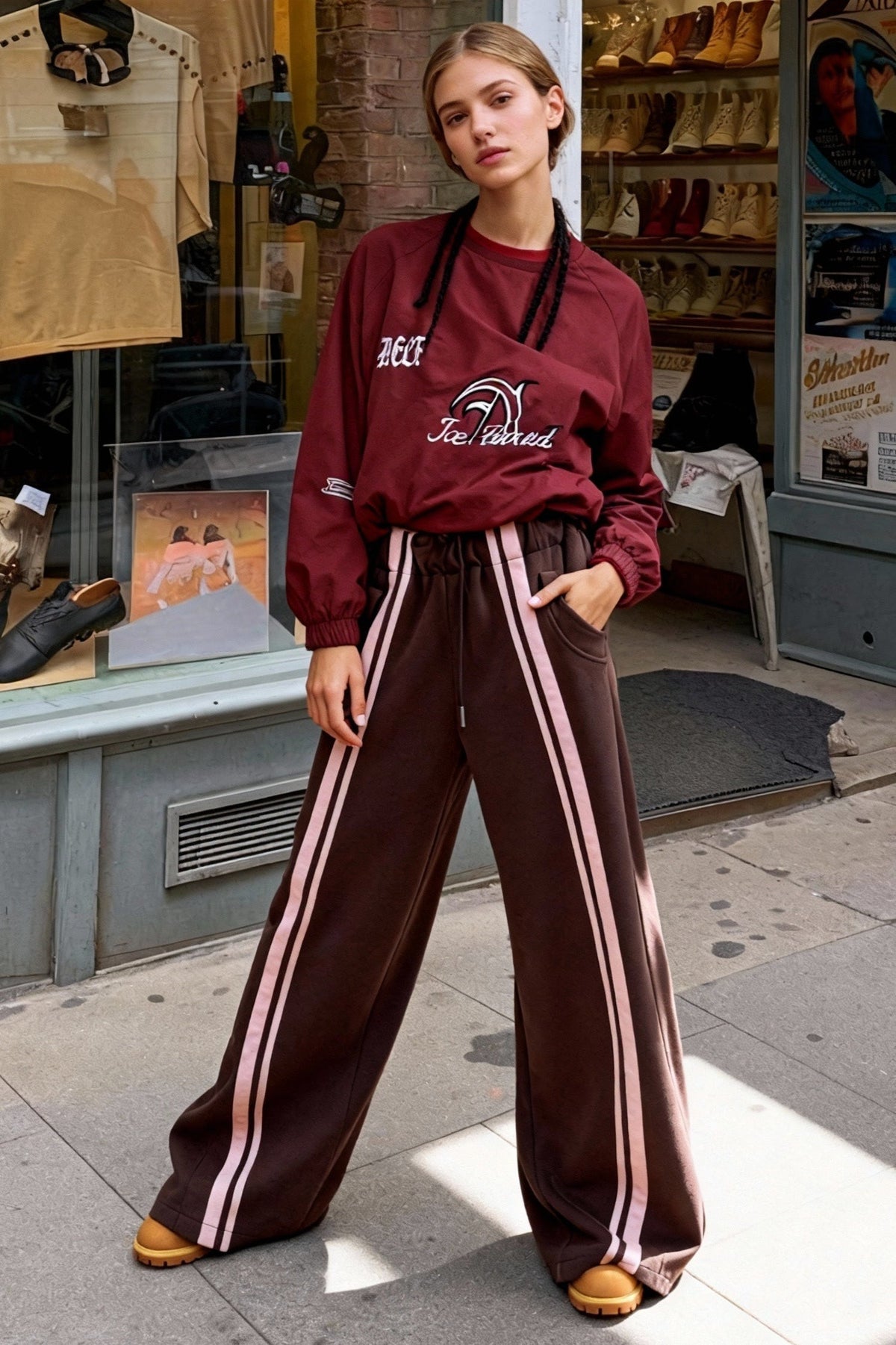 Drawstring High-Waist Wide Pants