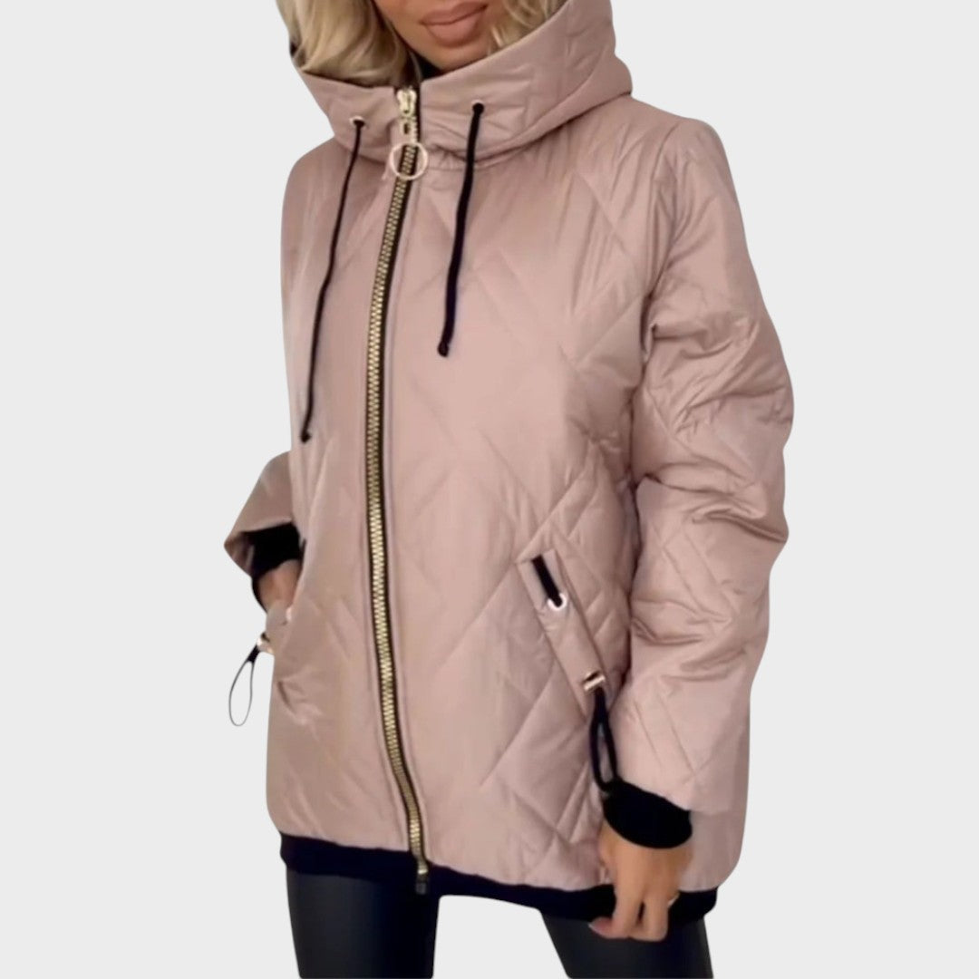 Hooded Zip Front Quilted Jacket
