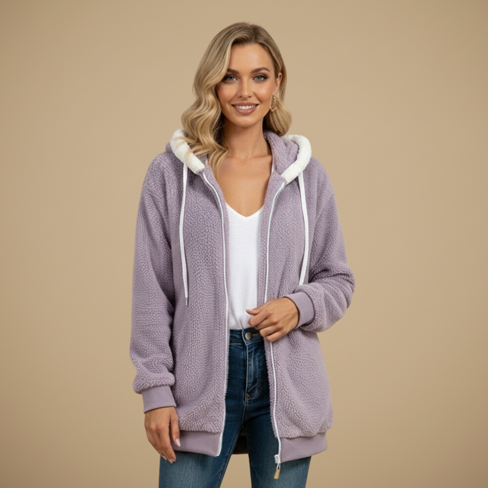 Hooded Zip Front Sherpa Fleece Jacket 6