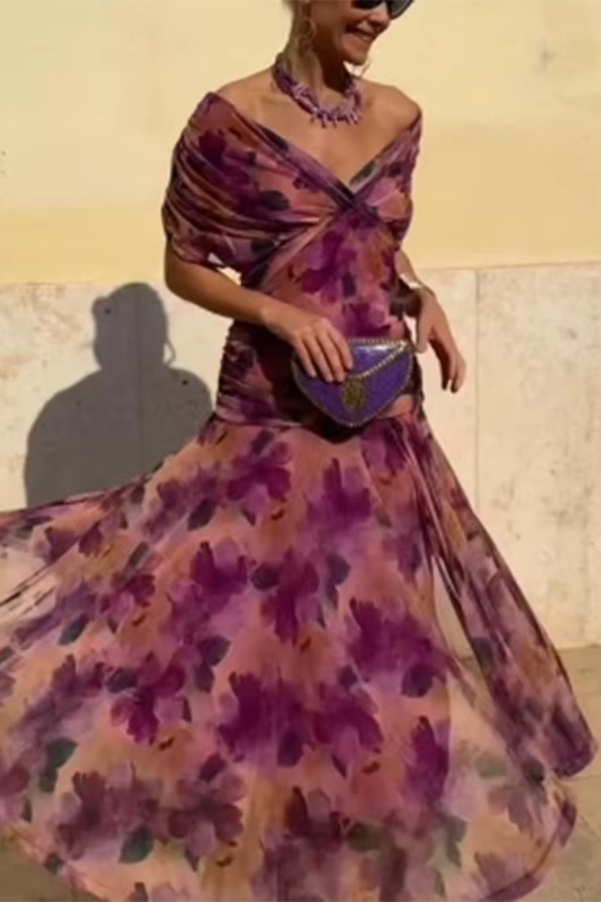 Floral Off Shoulder Twist Front Maxi Dress 2