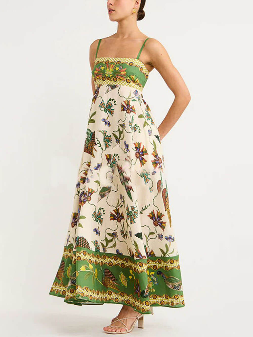 Sun Drenched Unique Print Graceful Smocked Back Pocketed