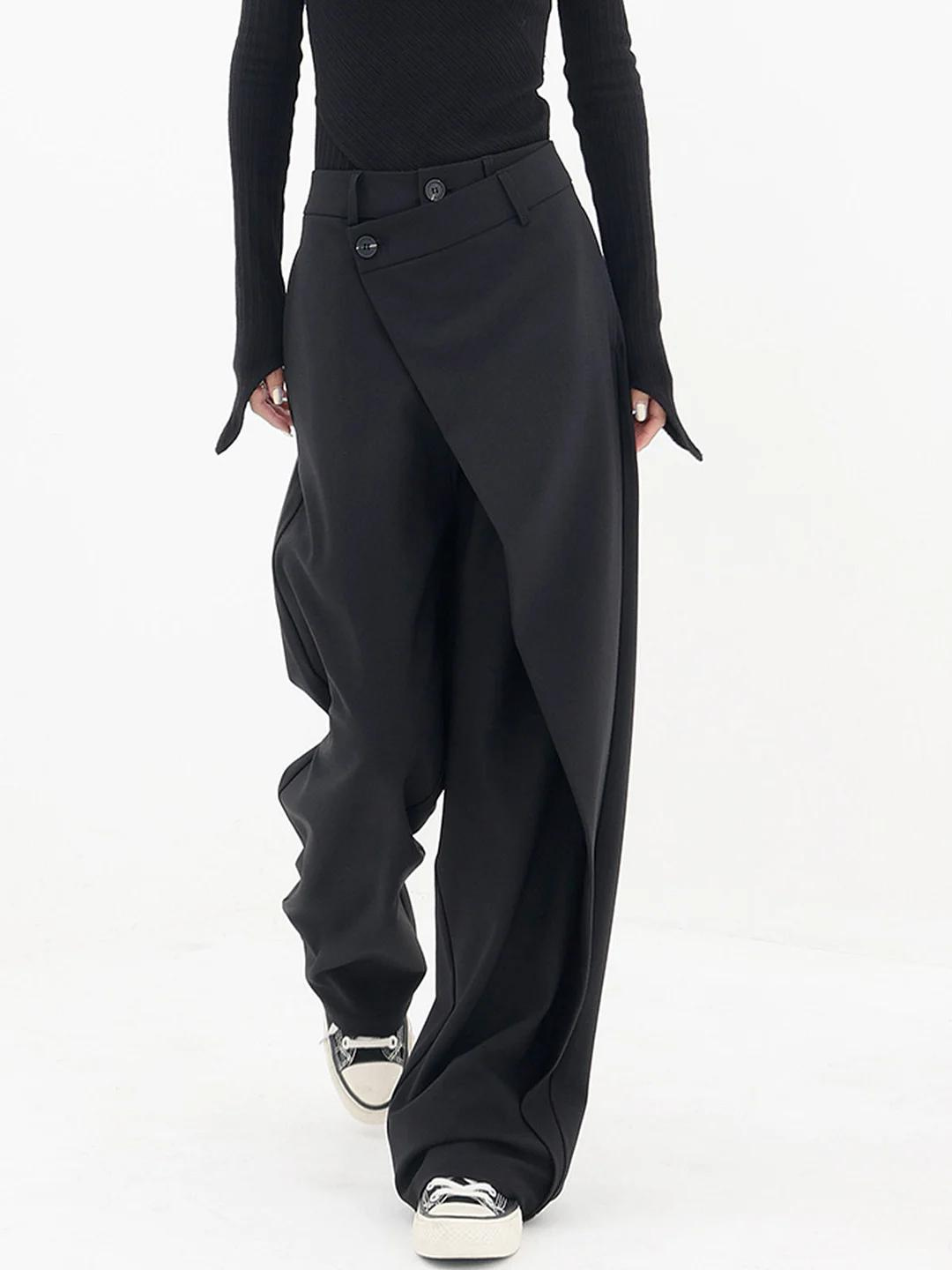 High Waist Asymmetric Wrap Wide Leg Trousers 2