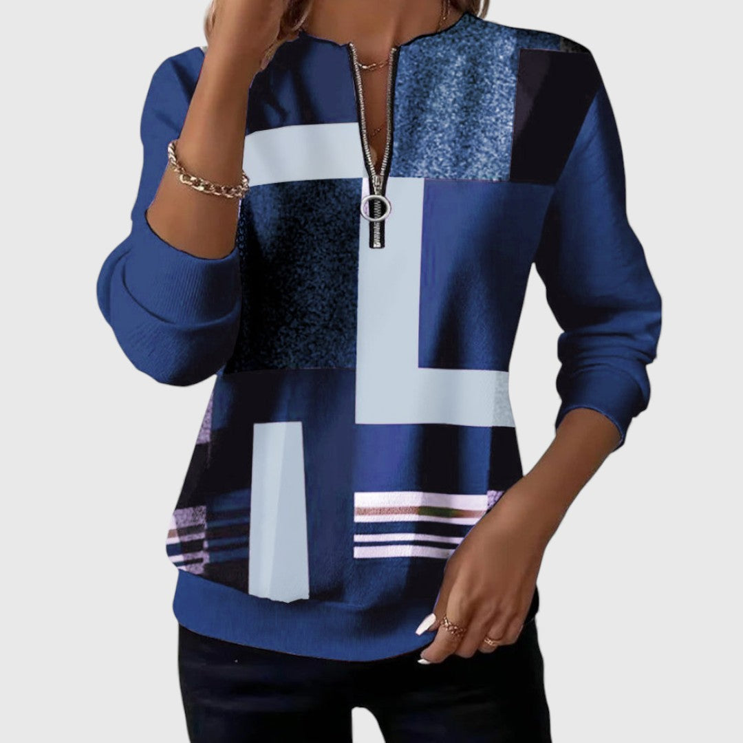 Geometric Print Quarter Zip Long Sleeve Sweatshirt 2