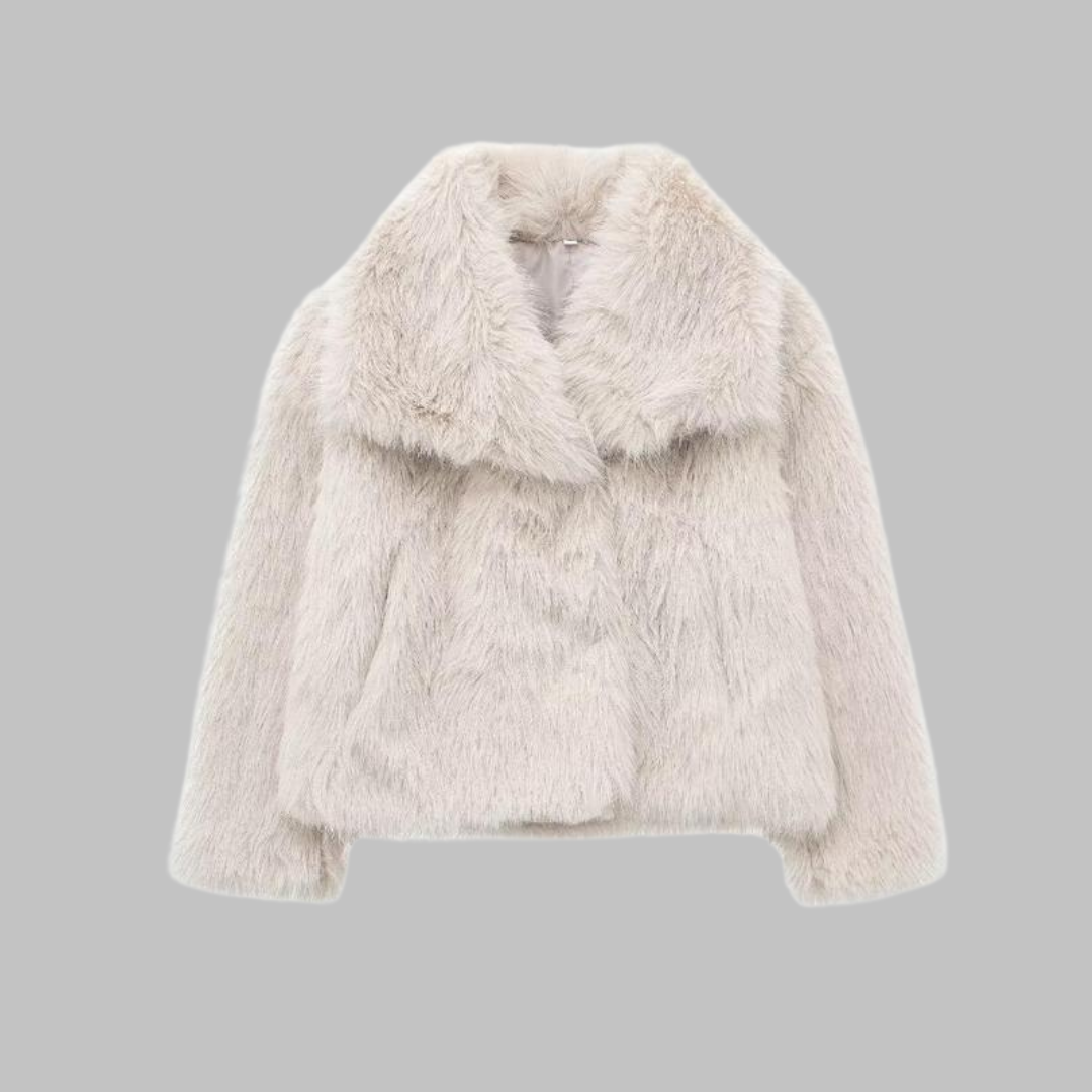 Oversized Collar Faux Fur Cropped Jacket 4