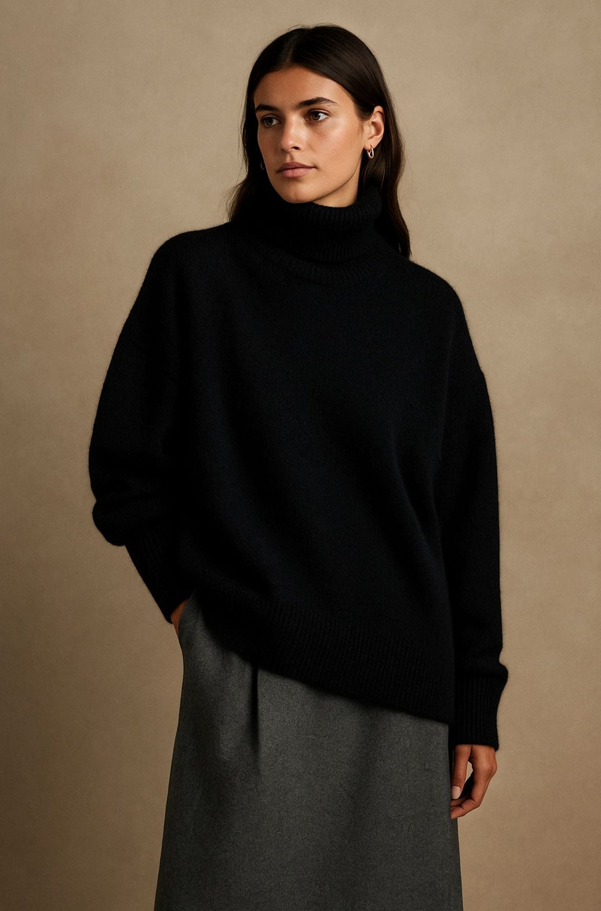 Oversized Turtleneck Drop Shoulder Sweater
