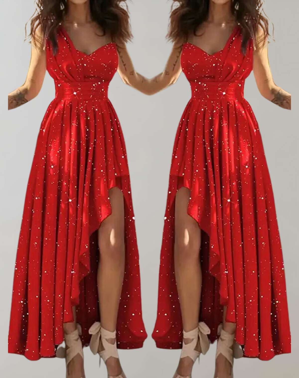 One Shoulder Corset Boned Pleated High Split Maxi Cocktail Gown - View 4