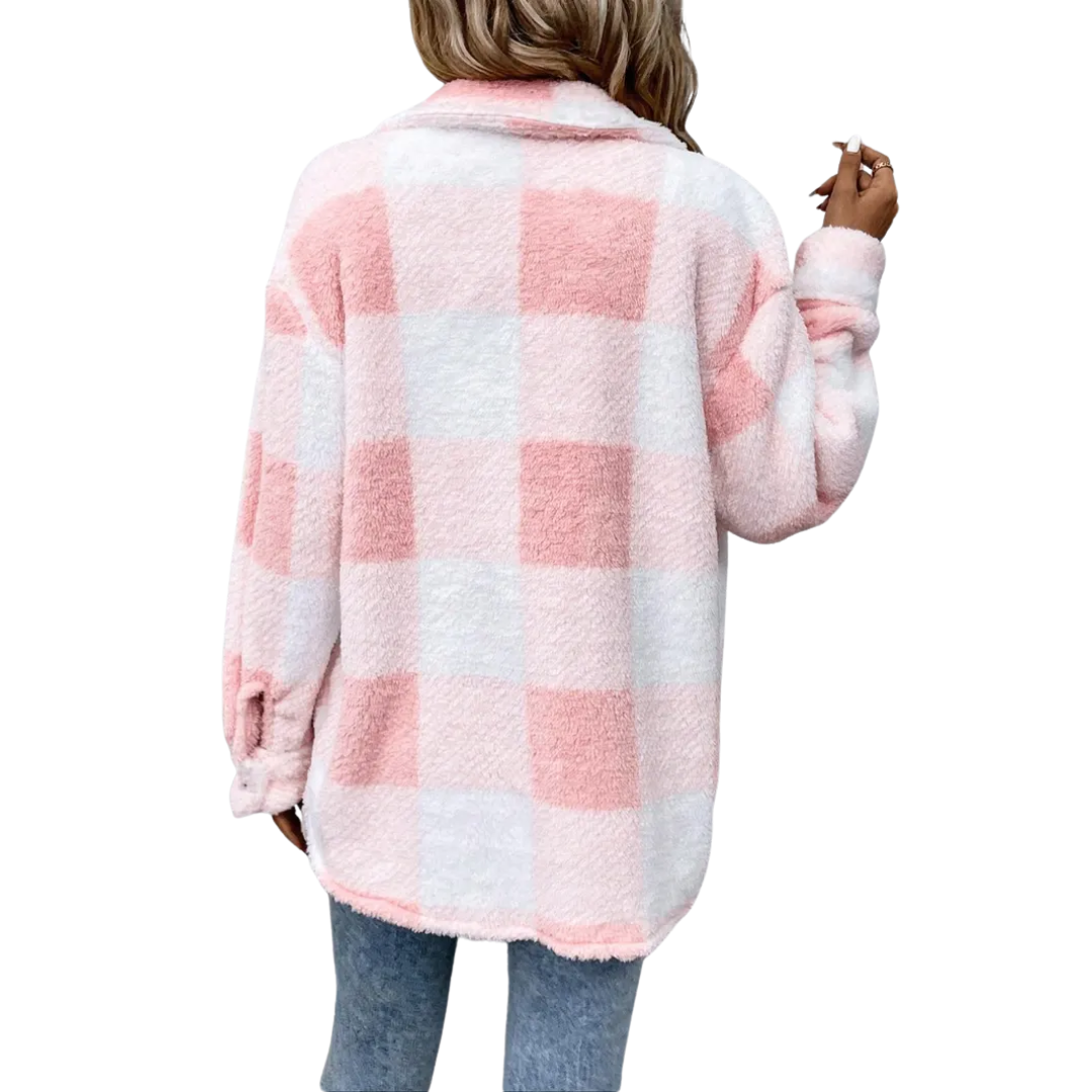 Plaid Fuzzy Fleece Button Front Shacket 6