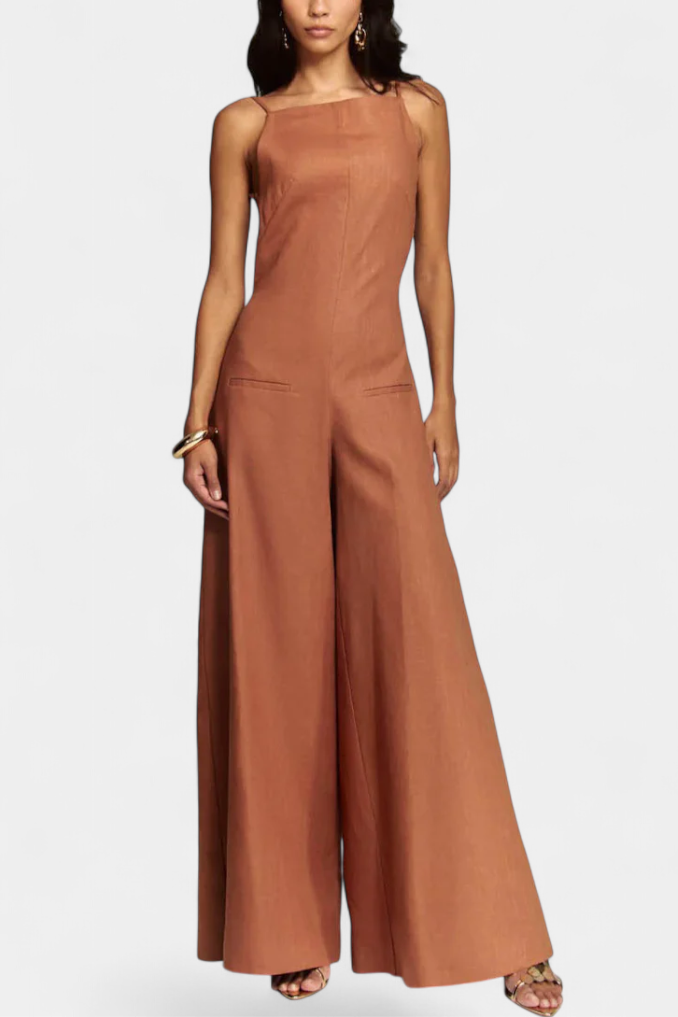 Square Neck Sleeveless Wide Leg Jumpsuit