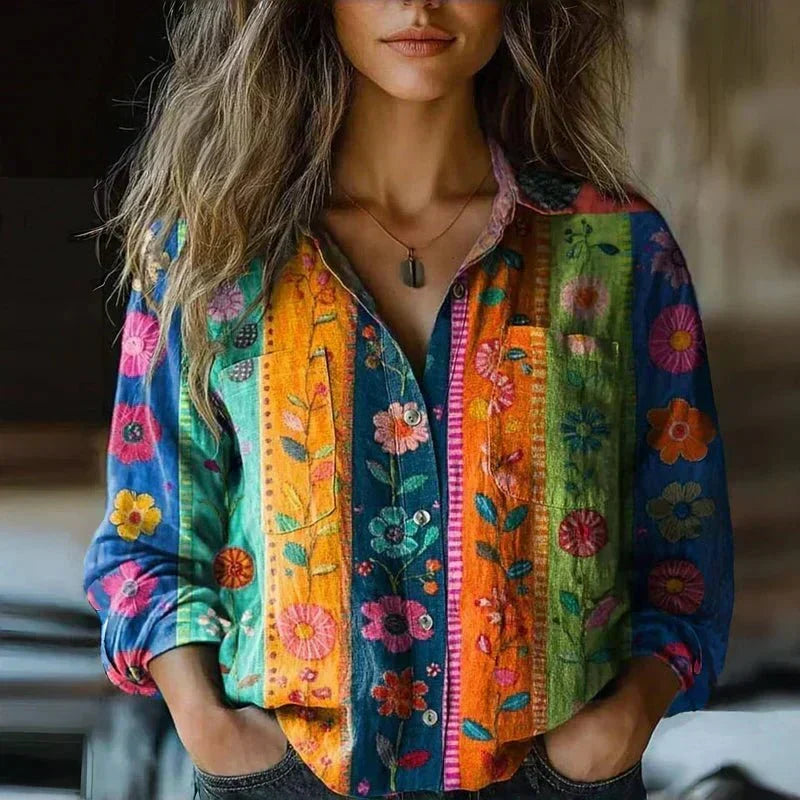 Bandana Paisley Print Long Sleeve Button Front Shirt 5