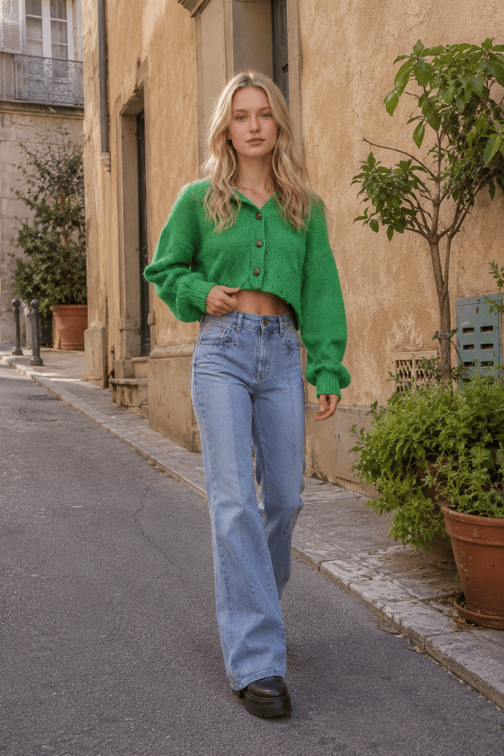 Patchwork Flared Denim Jeans