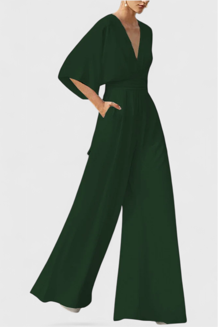 Deep V-Neck Kimono Sleeve Wide Leg Jumpsuit 6