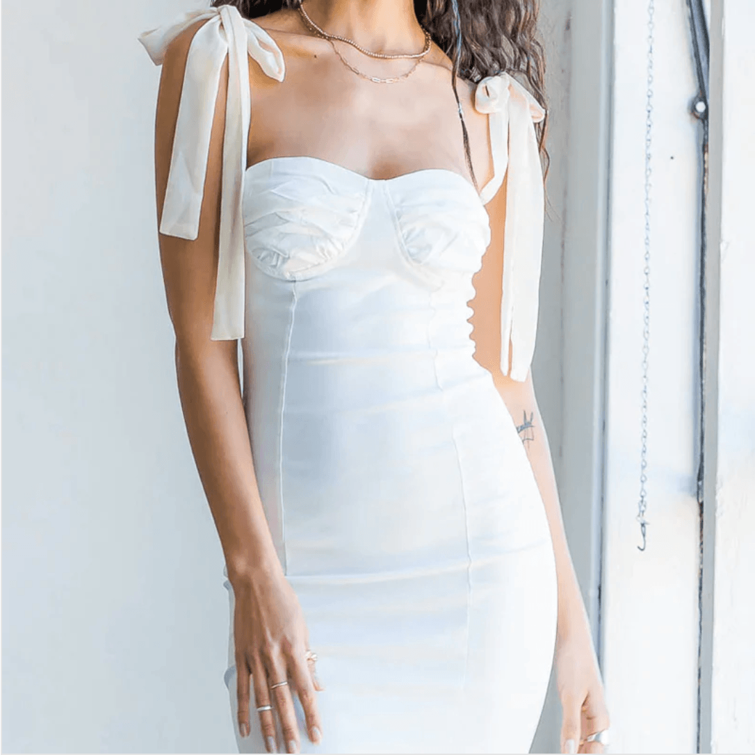 Ruched Sweetheart Tie Shoulder Bustier Corset Dress - View 6