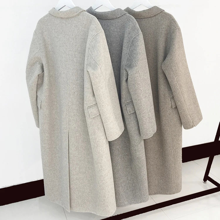 Turn-Down Collar Cashmere Wool Overcoat