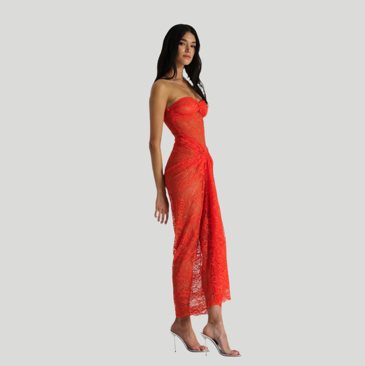 Her Silhouette Strapless Lace Maxi Dress - View 11