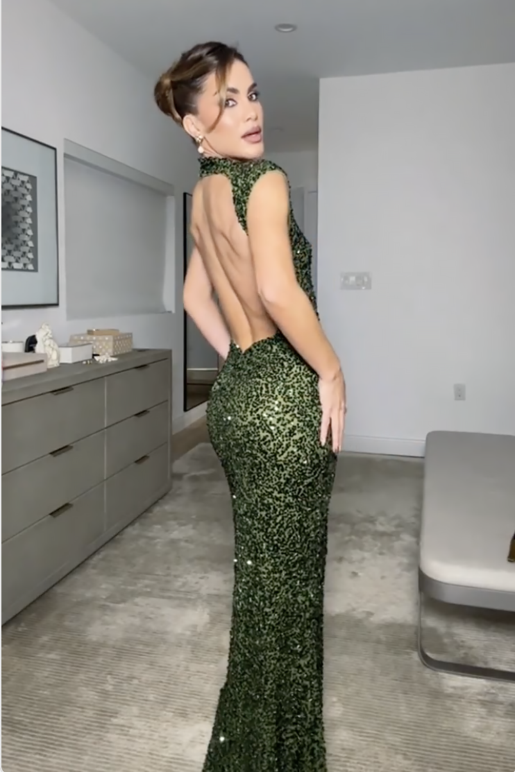 Rocío Elastic Sequin Backless Maxi Dress