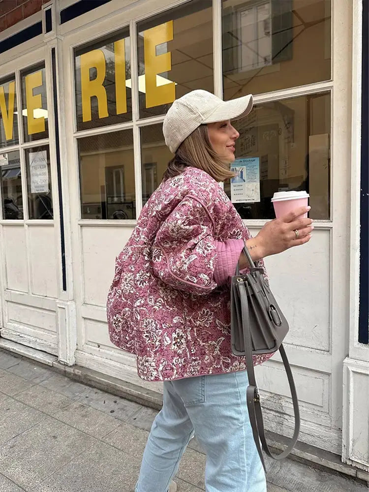Floral Quilted Open Front Jacket 15