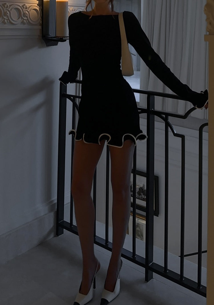 Ruffled Long Sleeve Ball Gown - View 2