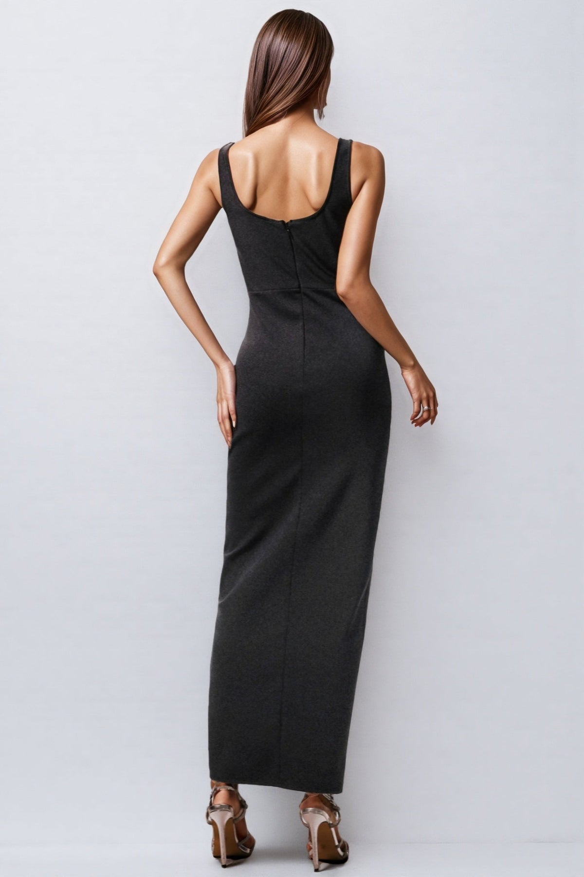 Sarly Sleeveless Sequin Diamante Slit Maxi Dress - View 3
