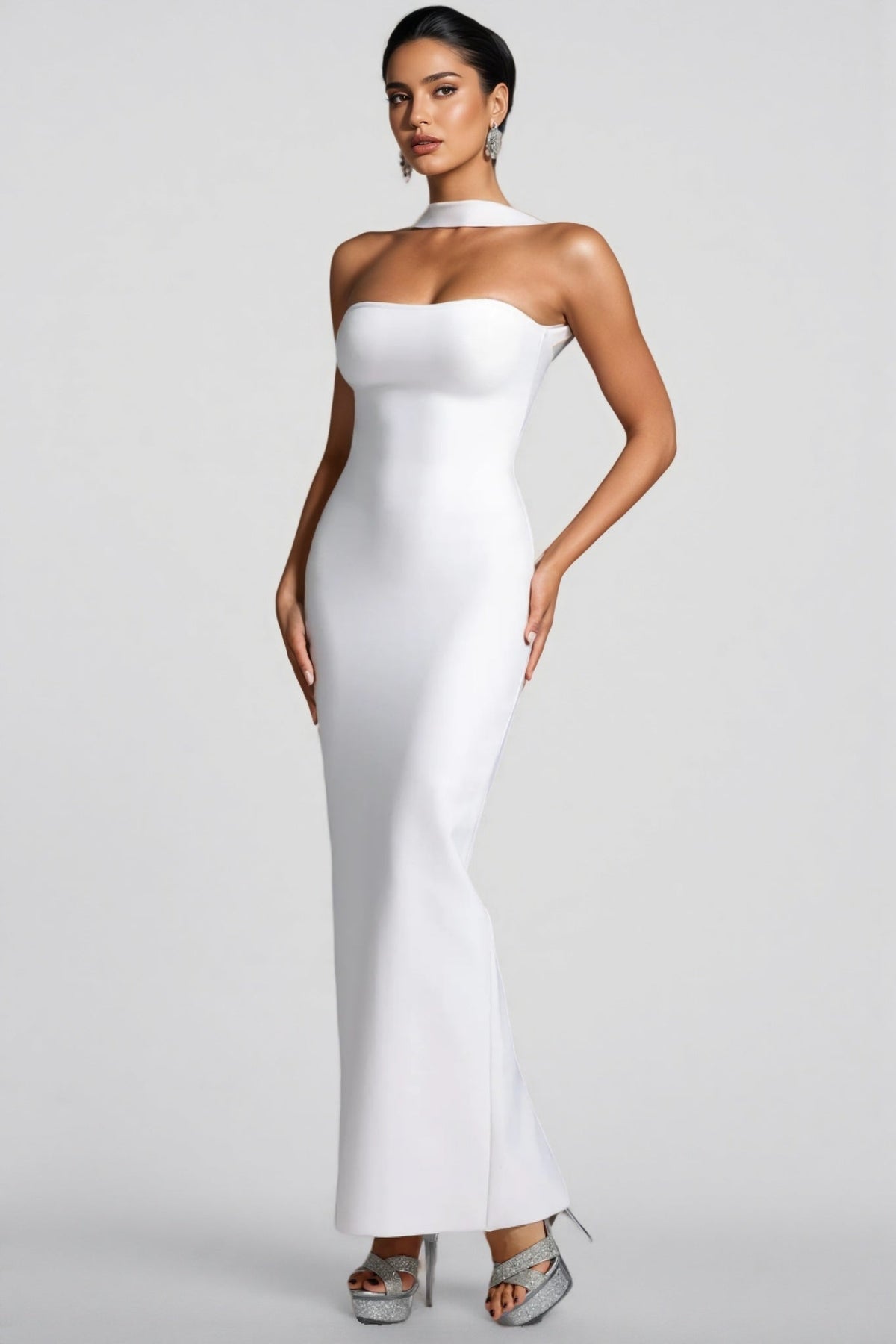 Strapless Choker Cut Out Bandage Mermaid Maxi Gown - View 4