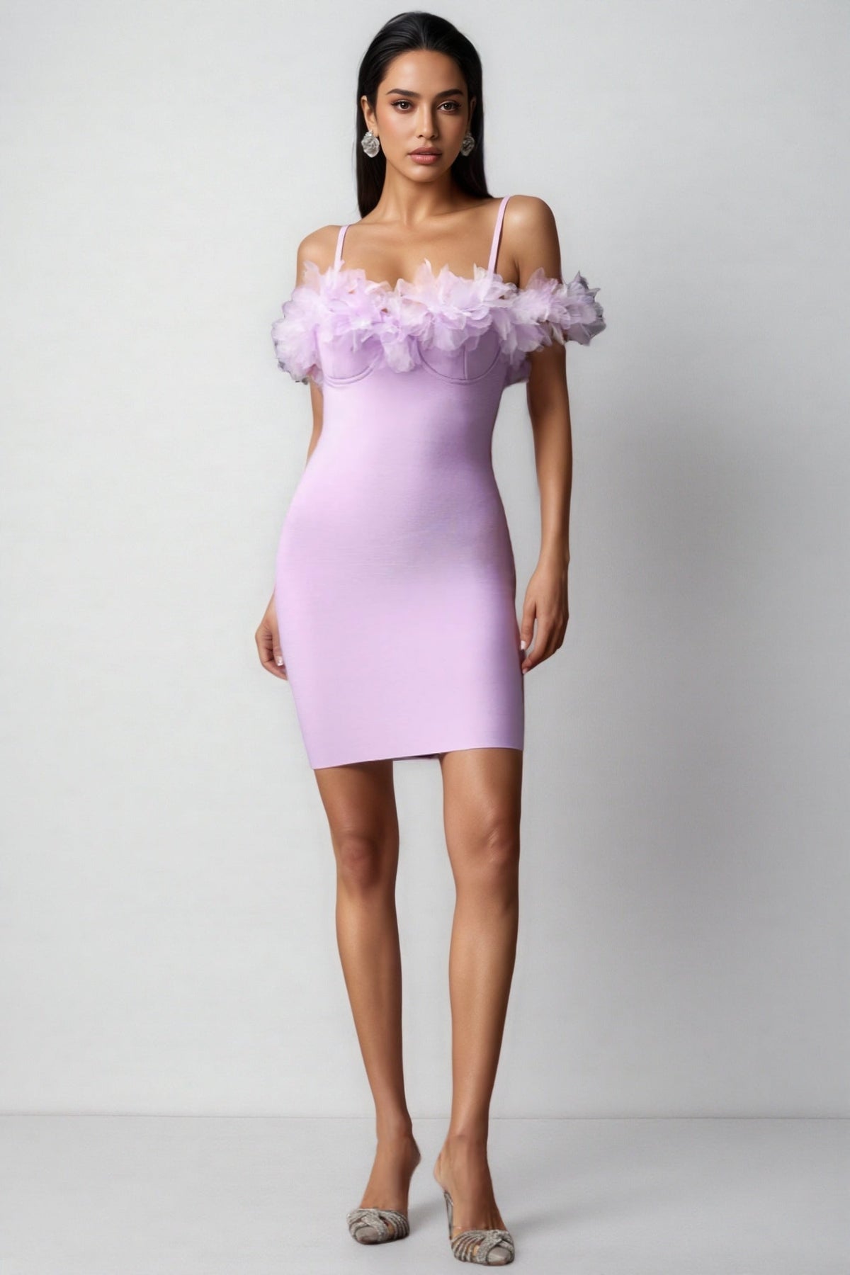 Bandage 3D Floral Mini Dress