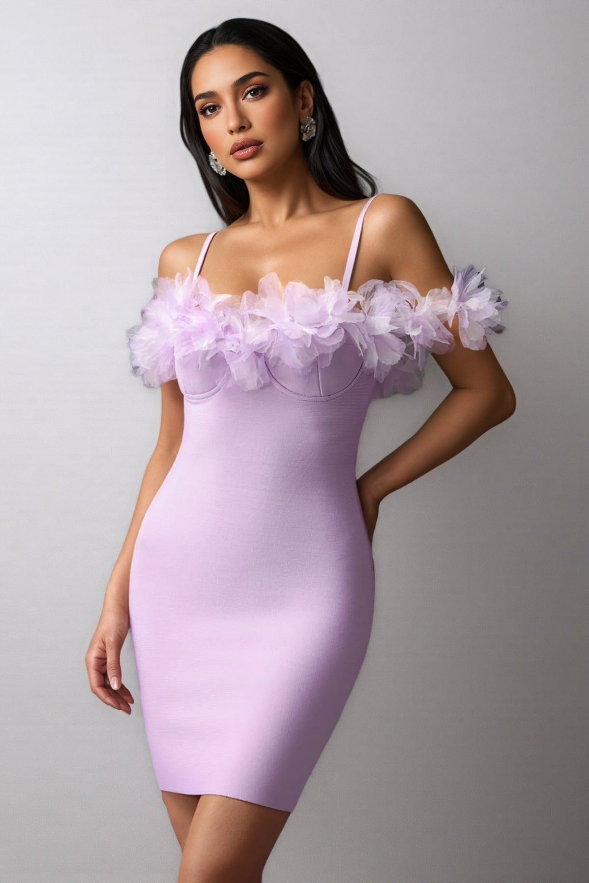 Bandage 3D Floral Mini Dress - View 2
