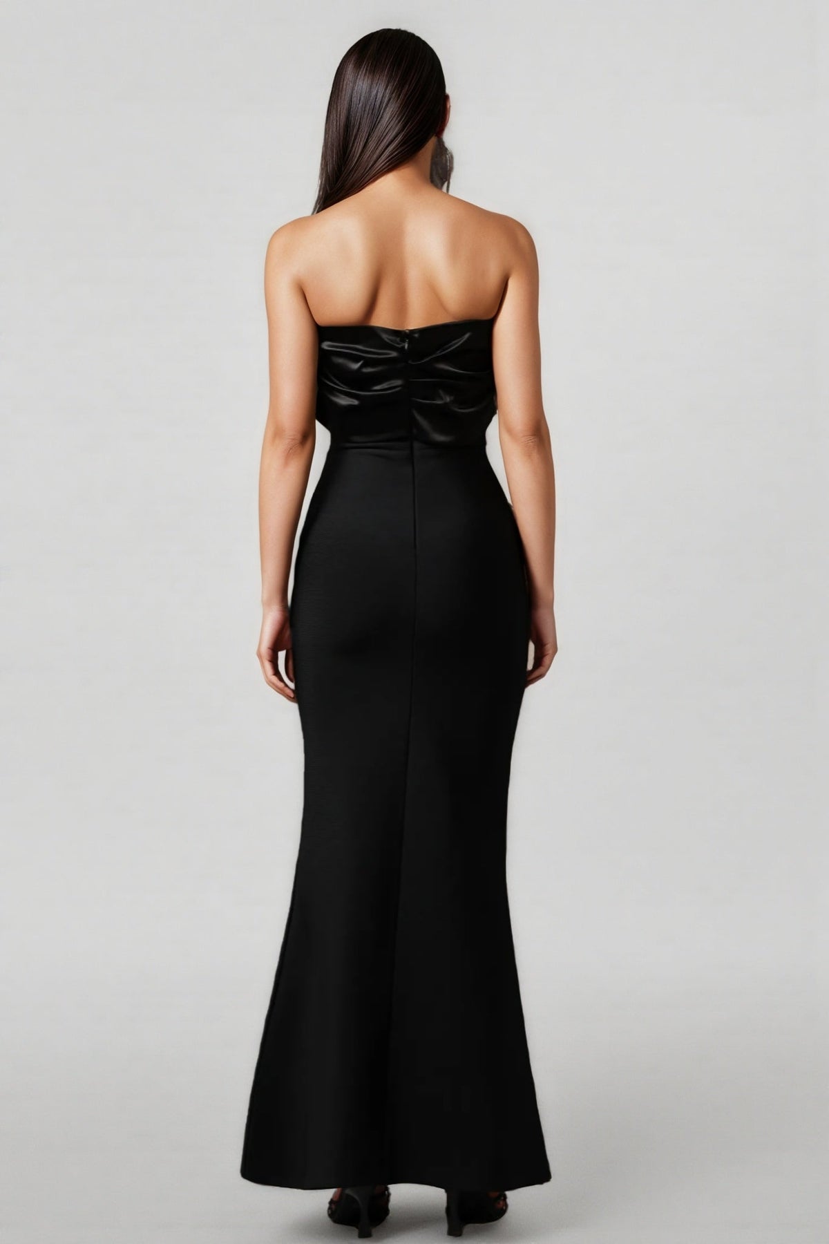 Rhinestone Bow Chain Fringe Strapless Bandage Mermaid Maxi Gown - View 5