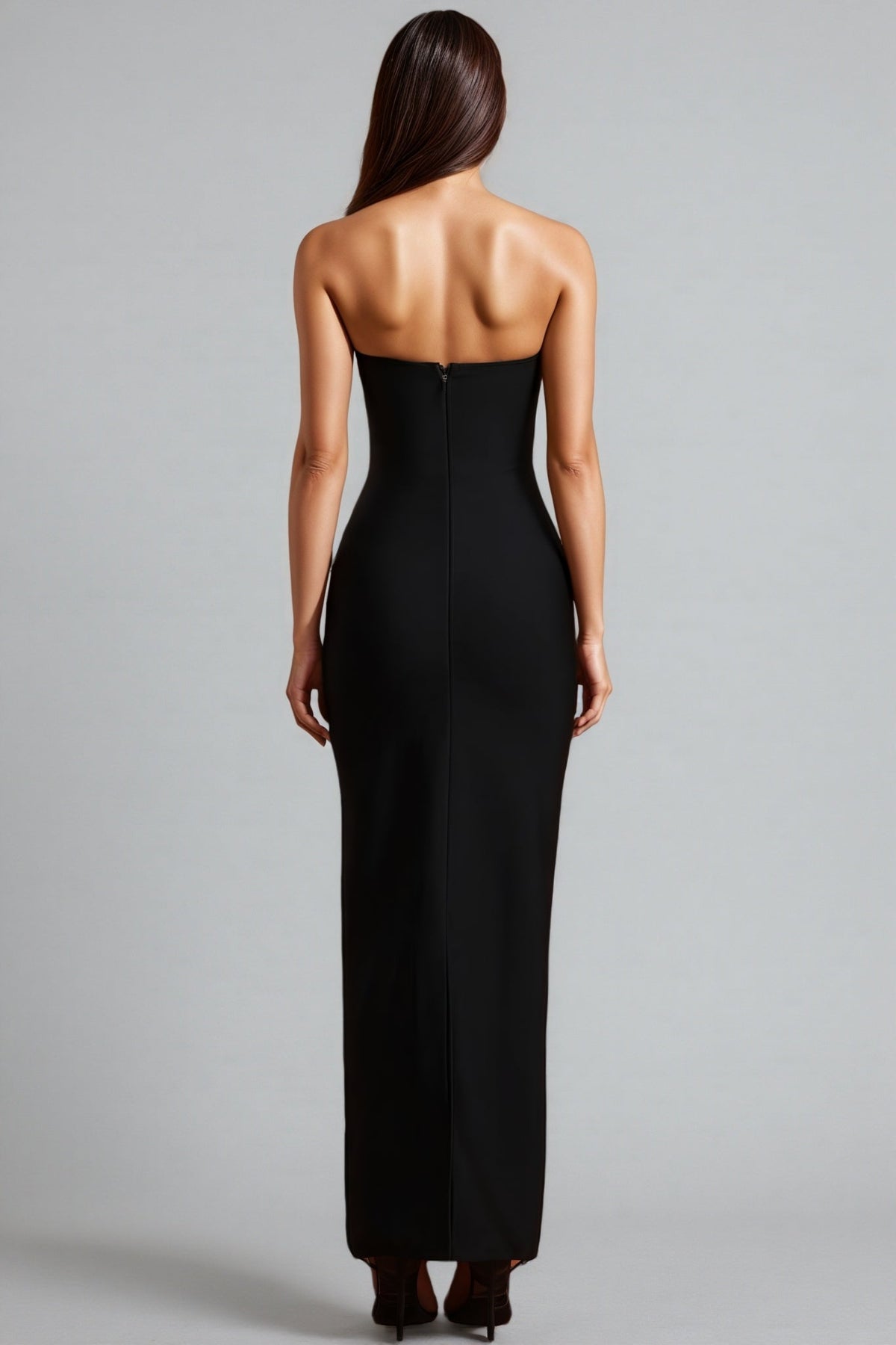 Strapless Rhinestone Embellished Column Bodycon Maxi Gown - View 5