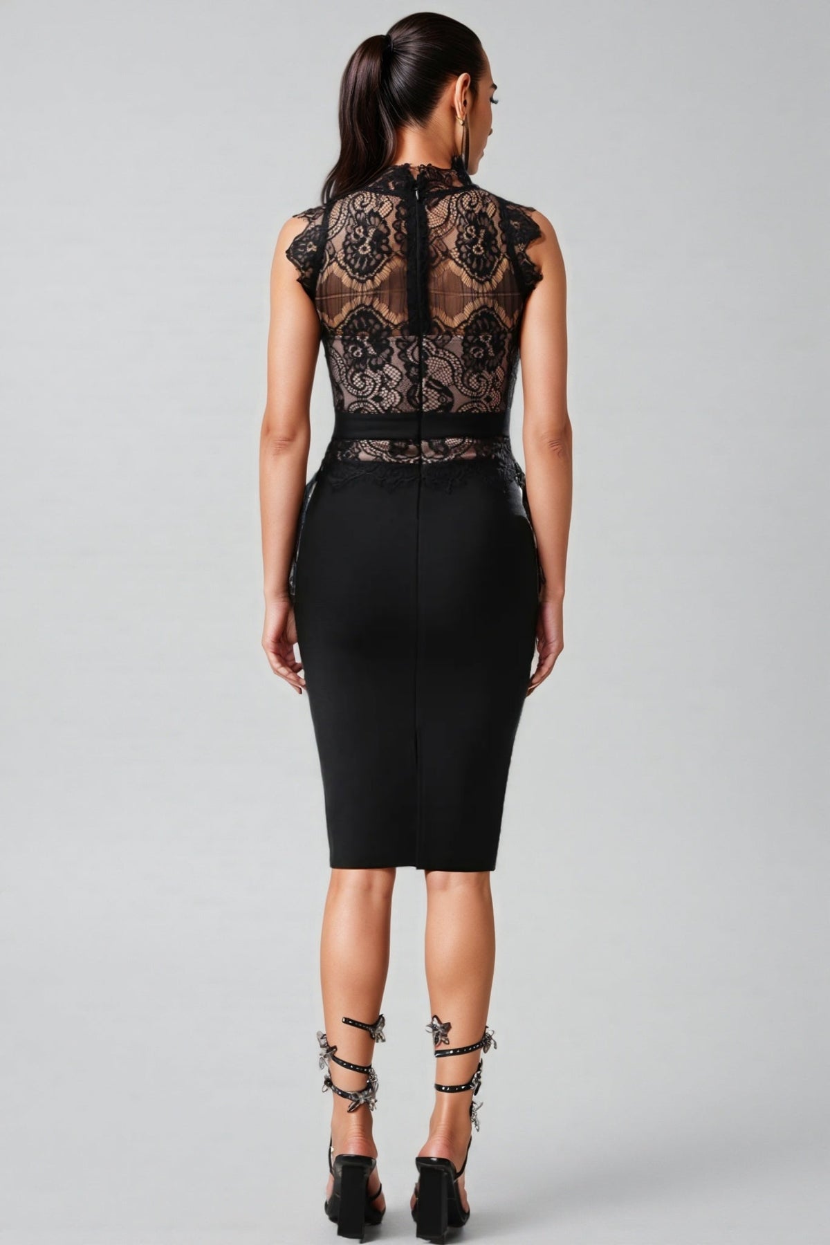 Vanessa Sleeveless Lace Bandage Midi Dress - View 5