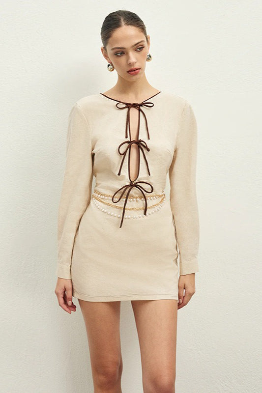 Lace Up Cutout Back Mini Dress - View 2
